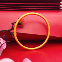 仿黄金沙金色镯子实心古法沙金传承手镯女 镀金素圈手环结婚首饰 4mm粗62圈口