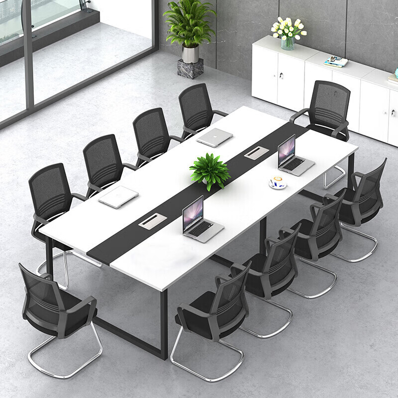 域赢会议桌员工长条培训桌板式办公桌现代简约洽谈钢架桌6米
