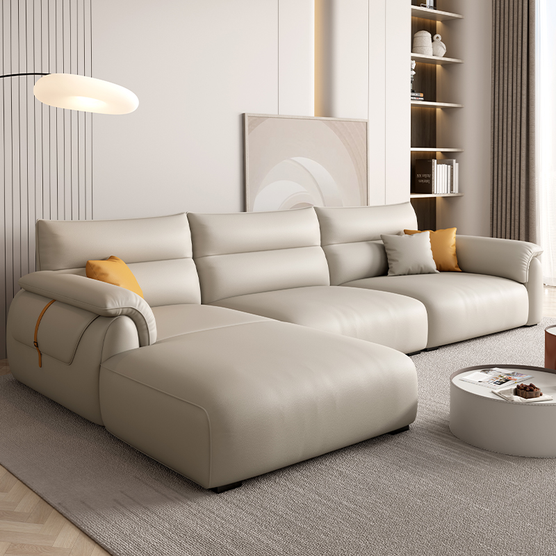 欧梵森 沙发 奶油风真皮沙发客厅小户型轻奢极简意式北欧直排皮艺沙发组合客厅家具网红沙发2022新款沙发套装高清大图