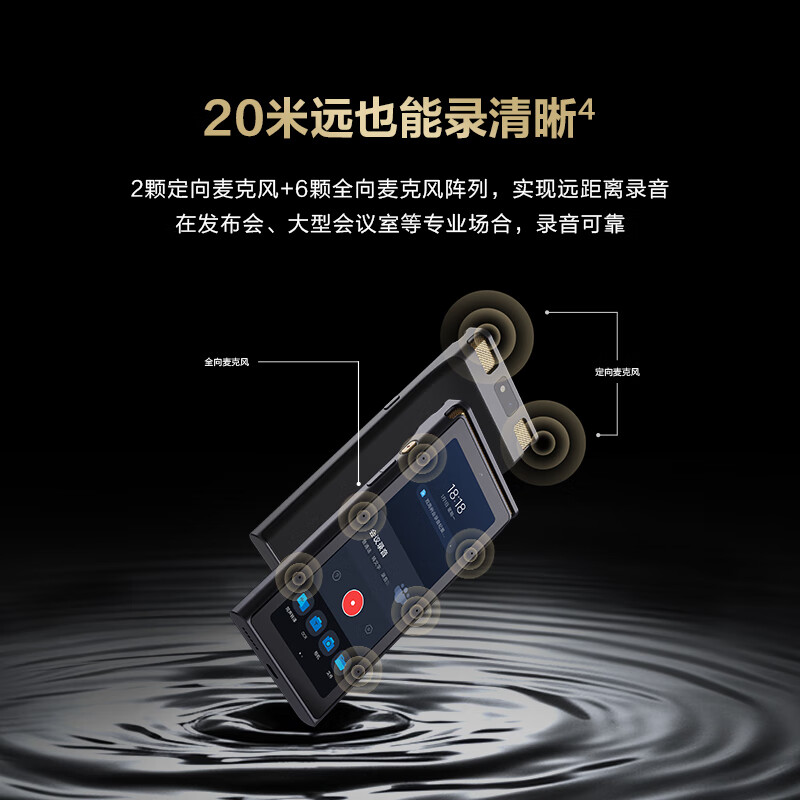 科大讯飞AI录音笔S8离线版 256G大内存 20米远距离录音 安全加密 高清降噪 离线转写翻译高清大图