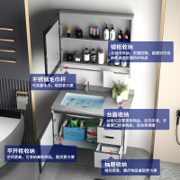 邦云浴室柜一体陶瓷盆浴室柜组合岩板太空铝柜体卫生间洗脸盆面盆浴室镜卫浴洗手盆面盆洗漱台洗手台浴柜洗手池挂墙式智能镜柜