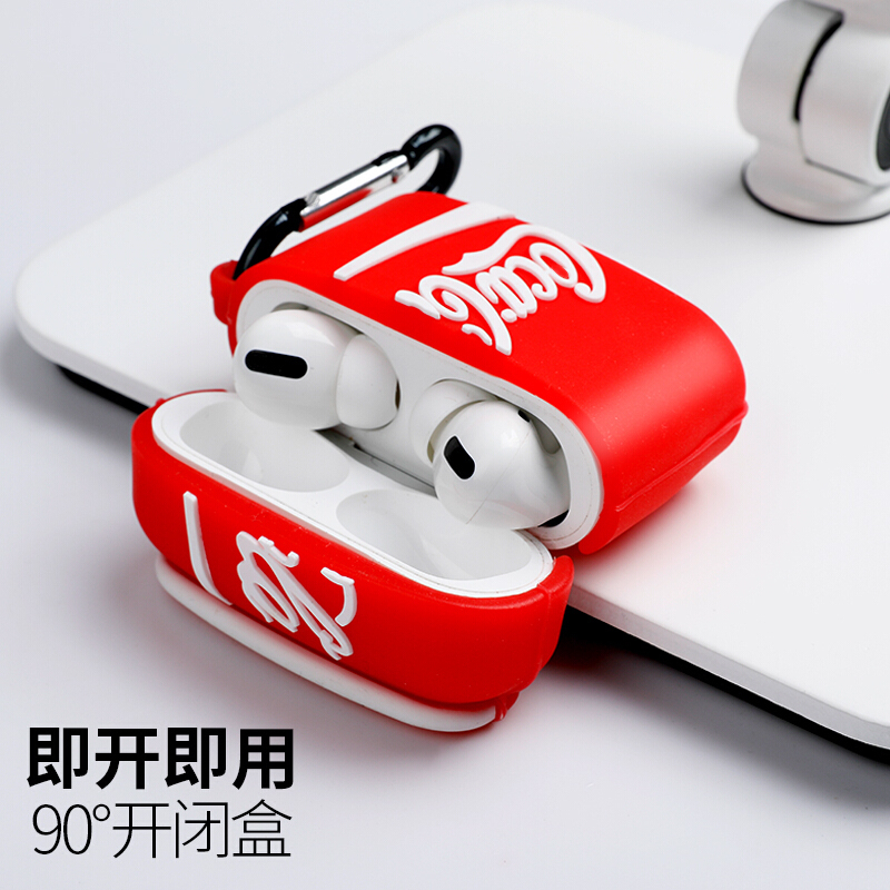 ESCASE AirPods Pro保护套苹果3代蓝牙无线耳机硅胶套防丢苹果蓝牙无线耳机收纳盒送登山扣 红色瓶装