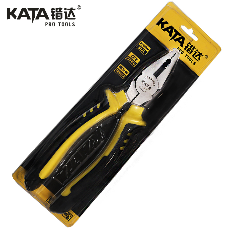 锴达(KATA)钳子钢丝钳8英寸老虎钳克丝钳断线钳电工夹持工具发黑防锈 KT1808