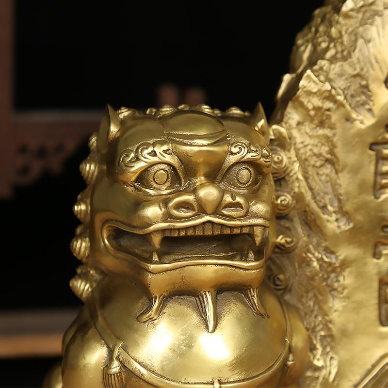 美帮汇铜泰山石敢当摆件双狮石敢当铜狮子摆件铜泰山双狮石敢当高清大图