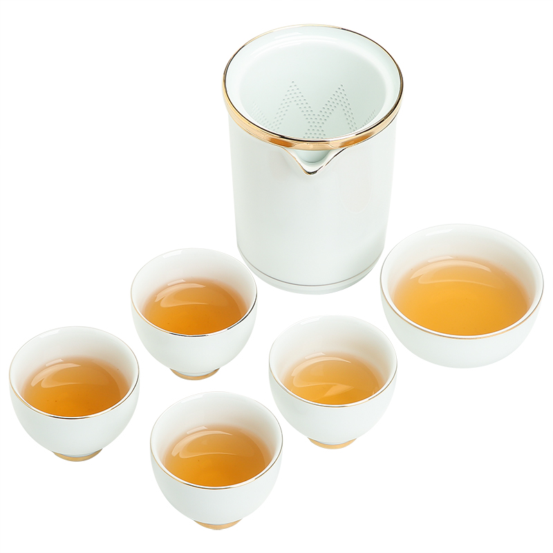 苏氏陶瓷( SUSHI CERAMICS)便捷旅行茶具 金刚侠精密快客杯收纳款办公泡茶杯1壶1海5杯(白)