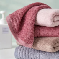 世纪金鹰竹纤维素色缎条成人面巾柔软洗脸毛巾34*74cm125g/条 125g