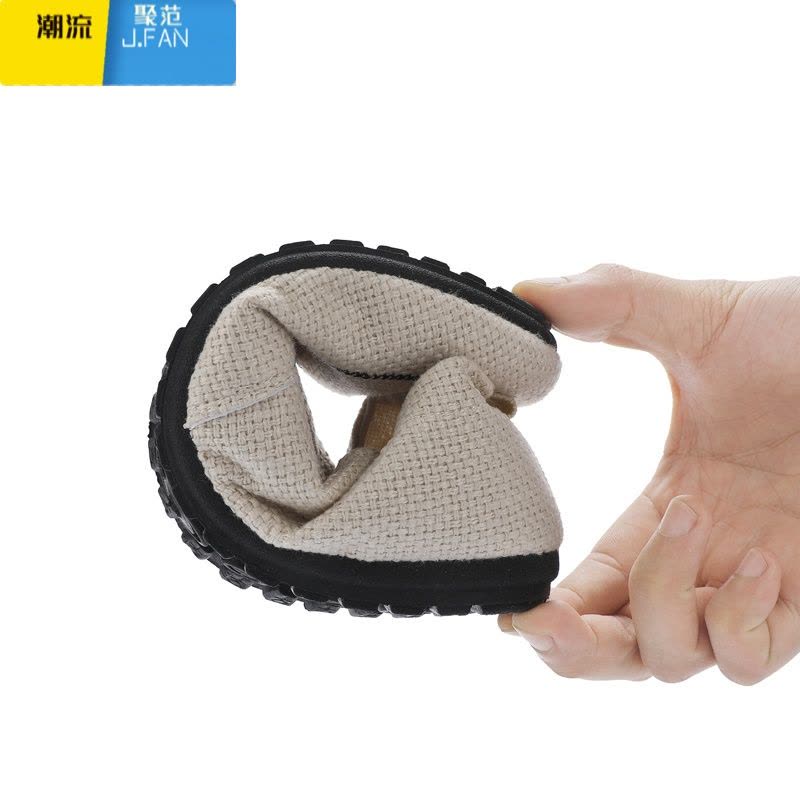 聚范秋季亚麻帆布男鞋一脚蹬百搭懒人潮鞋透气休闲板鞋男老北京布鞋子图片