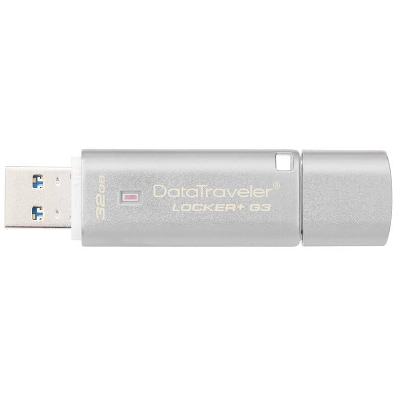 [免邮]金士顿(Kingston)DTLPG3 32GB USB3.0 硬件加密金属银色U盘 256位AES硬件加密