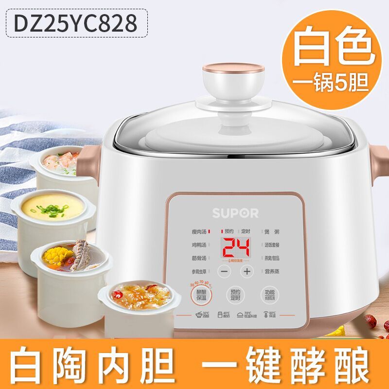 隔水电炖炖锅燕窝炖盅全自动智能家用煲汤陶瓷bb煮粥神器2l|白色白陶内胆