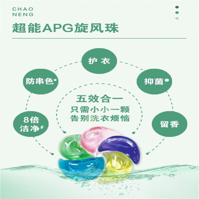超能 APG洗衣凝珠 全效5腔旋风珠200g(20颗) 玉兰&雪松香高清大图