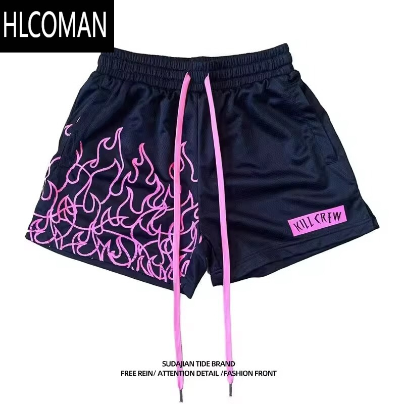 HLCOMAN夏季潮牌印花美式短裤男篮球透气速干跑步三分裤高街宽松休闲裤潮