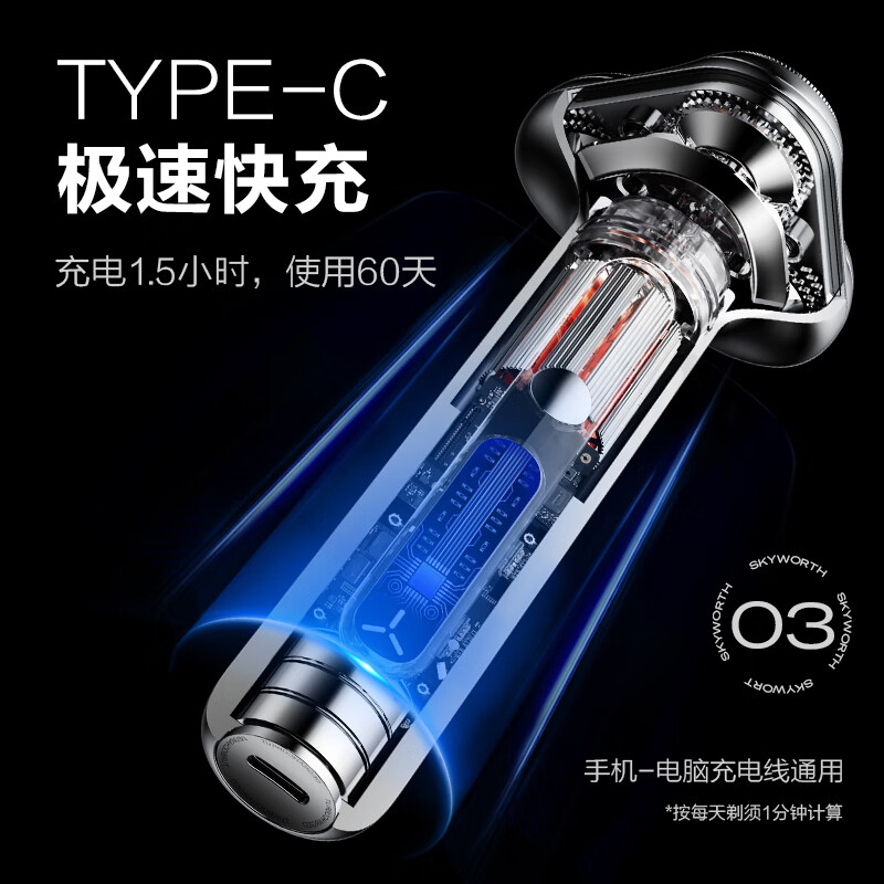 创维(Skyworth)剃须刀光剑S5钛金灰 智能全身水洗高清大图