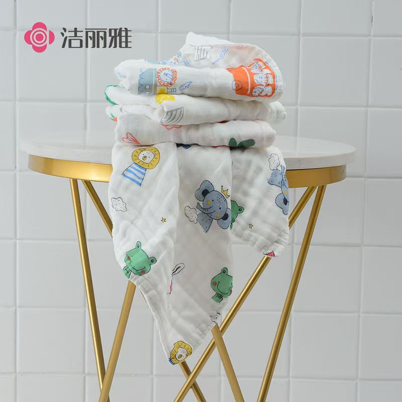 洁丽雅儿童纱布毛巾纯棉加厚卡通家用50*30cm 4条装高清大图