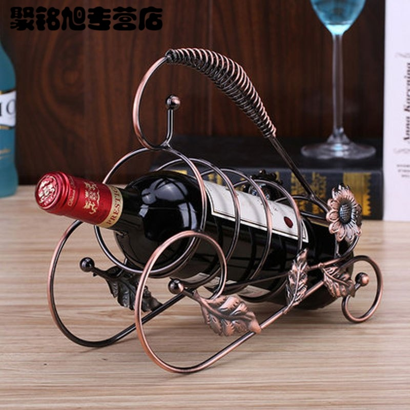 欧式创意客厅酒柜红酒架创意铁艺摆件装饰品葡萄酒架酒瓶架复古做旧家居家用红酒储放架子时尚简约酒架酒具