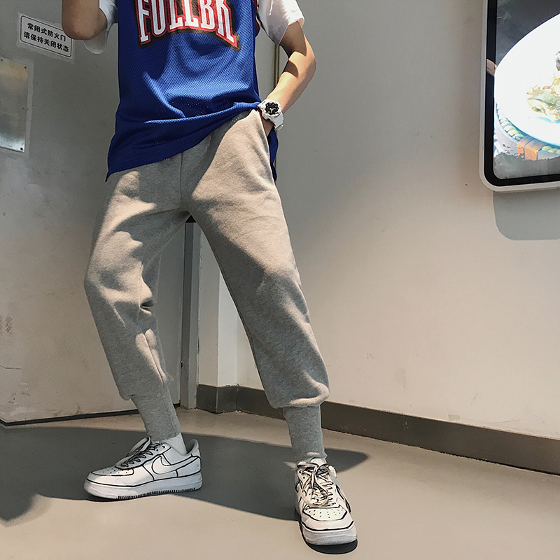夏季潮裤腿高螺纹设计 束脚薄款卫衣男女休闲裤小脚情侣裤长裤子