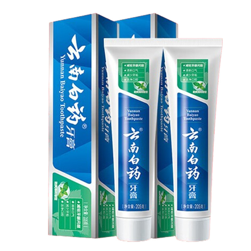 云南白药牙膏清新口气缓解牙龈问题劲爽薄荷205g*2支(包装随机)