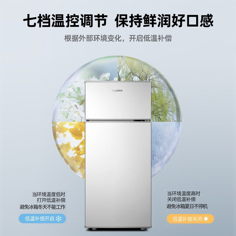荣事达双门冰箱BCD-86A158银色 86升1级能效直冷机械控温锁冷保鲜高清大图