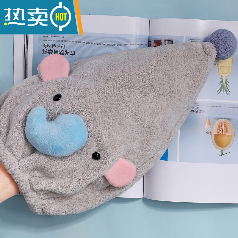 敬平网红同款浴帽擦洗头干发帽可爱女2021新款吸水速干包头发毛巾 橄榄棕成人款高清大图