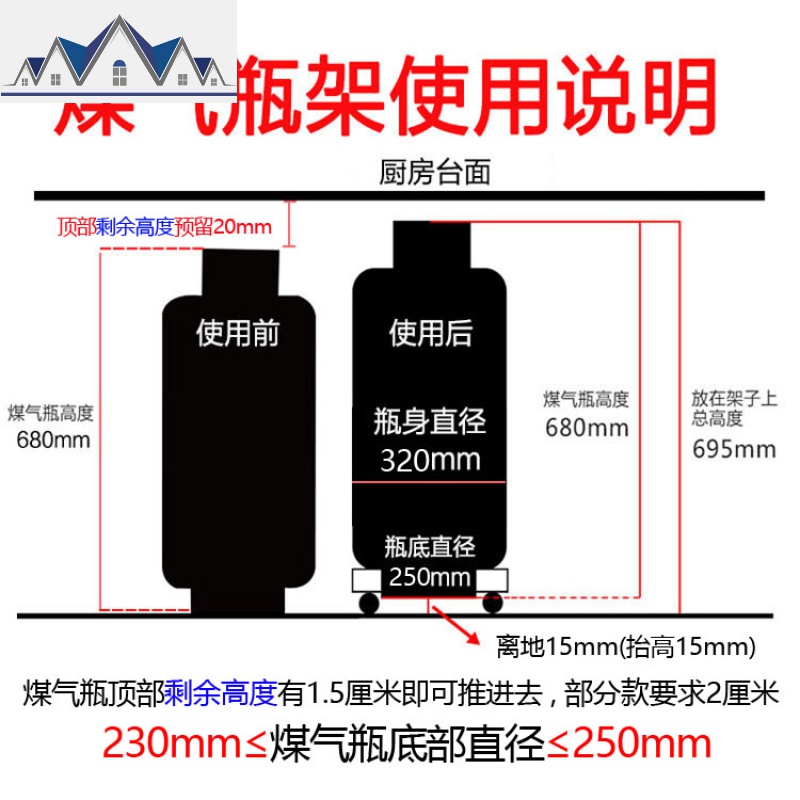 煤气罐架托盘不锈钢置物架煤气瓶移动托架家用厨房底座液化桶支架 三维工匠高清大图