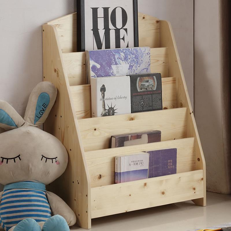 森美人实木儿童书架学生书报架幼儿园宝宝绘本架杂志架整理架书柜置物架高清大图