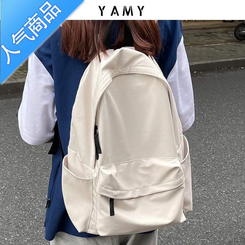 封后双肩包女中学生少女旅行包初中生高中生简约背包大学生酒红色书包旅行包男女