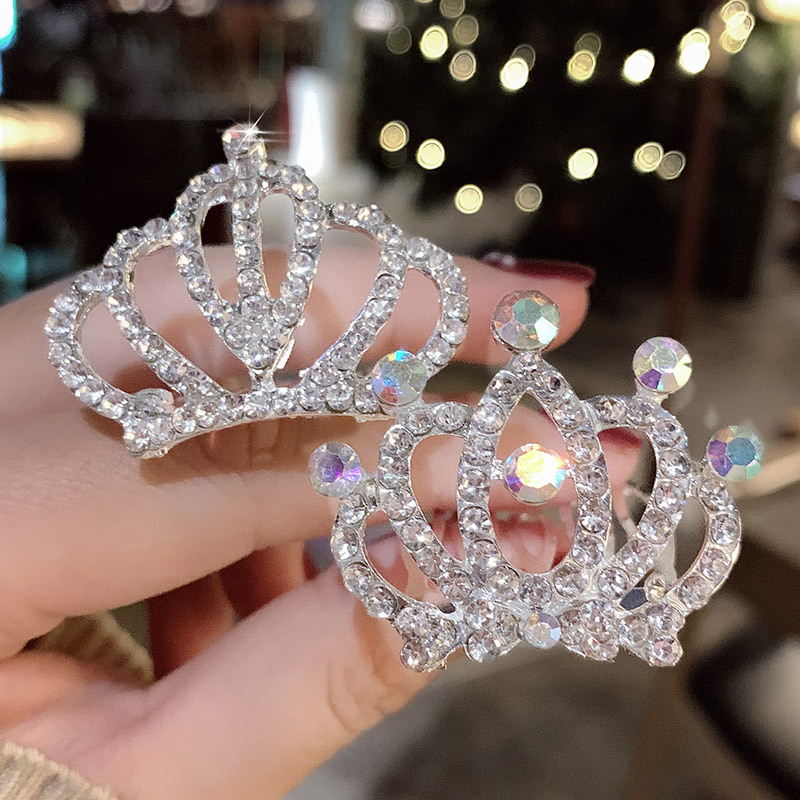 发夹皇冠发箍插梳头饰小女孩公主王冠超可爱生日发卡发饰 8#皇冠2件套