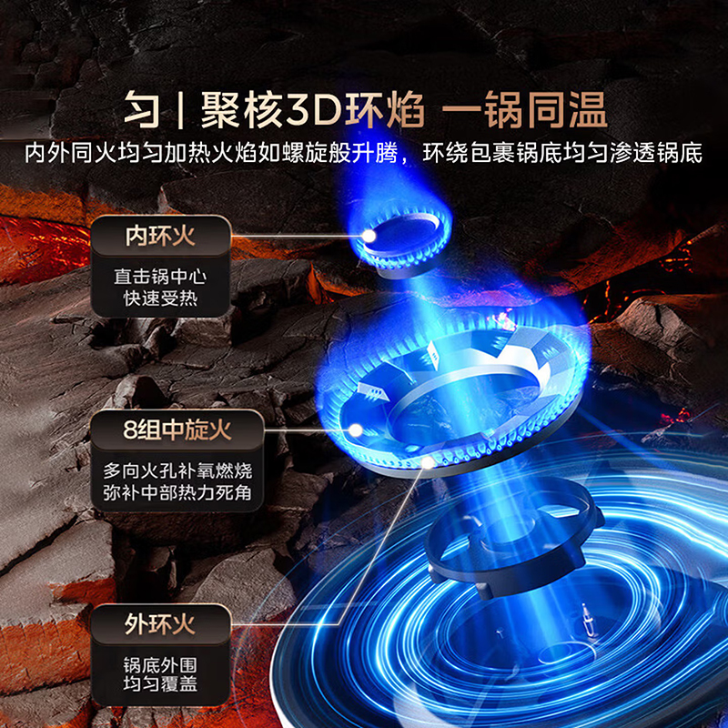 美的燃气灶天然气 双灶具 家用5.2kW猛火灶台嵌两用可调节灶具 JZT-QD529双边定时 烟灶联动 70%热能效率高清大图