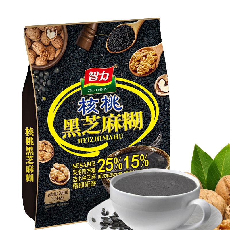 智力 核桃黑芝麻糊700g(内含17小包)营养早餐冲调饮品冲饮芝麻糊即食高清大图