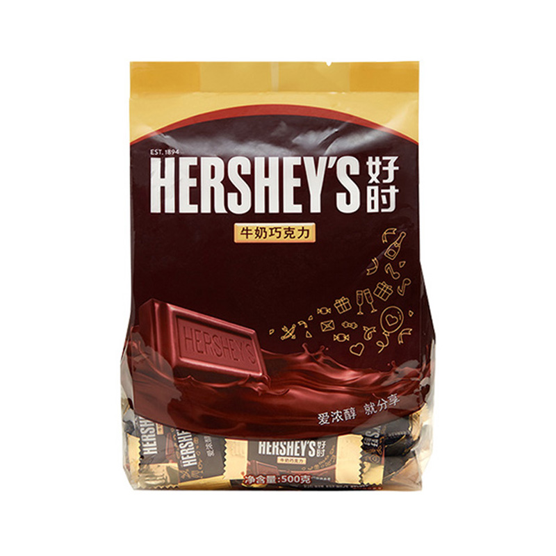 好时(Hershey’s) 迷你排块牛奶巧克力巴旦木巧克力曲奇奶香白巧克力结婚喜糖袋装500g高清大图