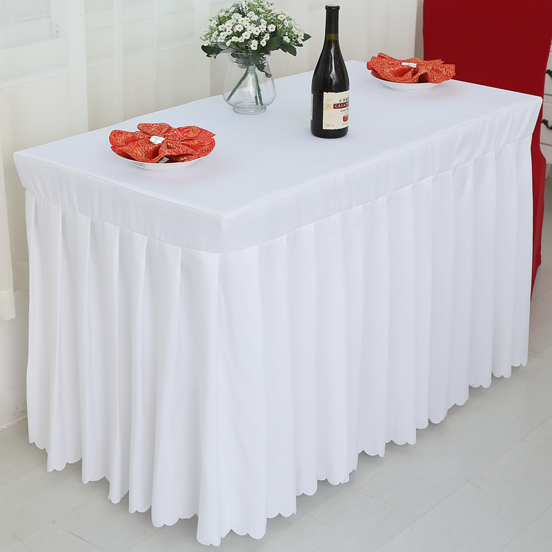 米白色 120*40*75cm一体 [净版]多色桌裙 会议桌布冷餐饮桌裙签到台裙