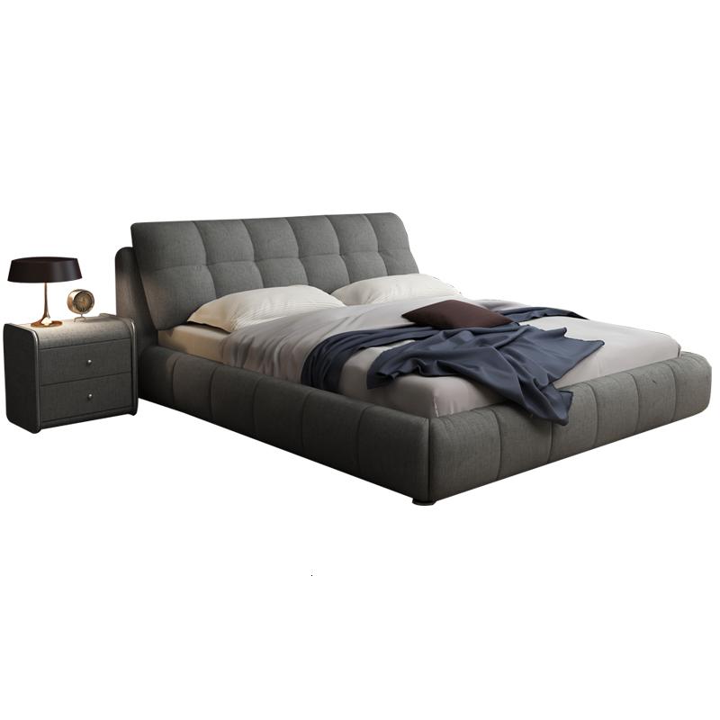 布艺床可拆洗简约现代床主卧双人床1.8米布床轻奢北欧床榻榻米床 床+两个床头柜1800mm*2000mm组装式架子床