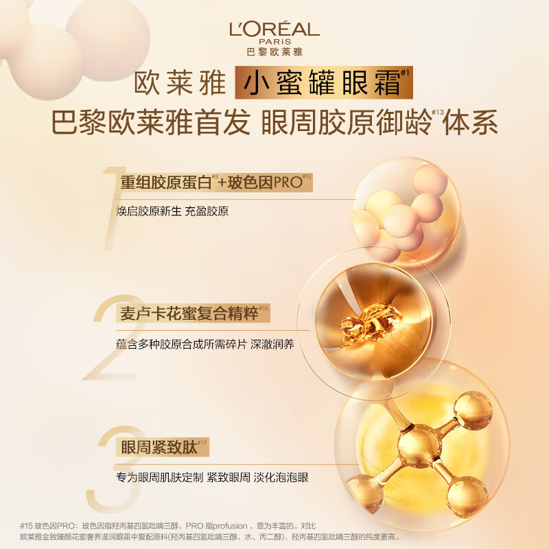 欧莱雅金致臻颜花蜜胶原眼霜20g高清大图