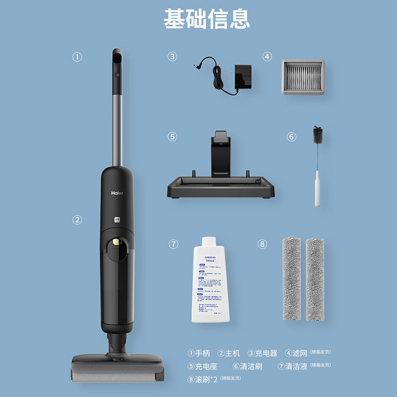 海尔(Haier) 无线智能洗地机大吸力无线双滚刷吸拖洗一体电解水除菌杀菌电动拖把 [旗舰新品]E9-ProU1高清大图