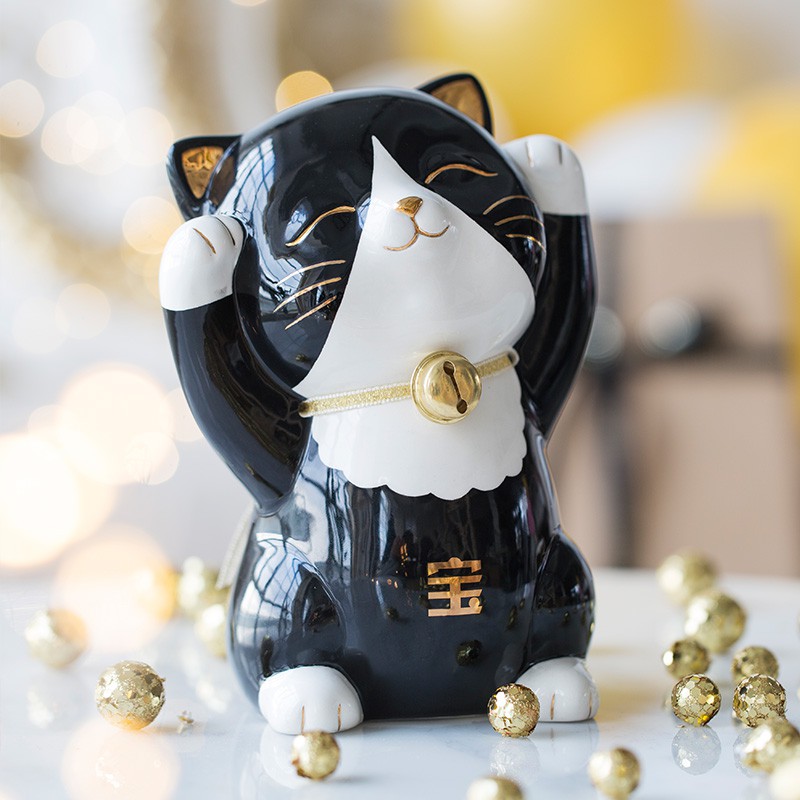 猫摆件家居客厅发财猫陶瓷存钱储蓄罐乔迁新居礼品开业送 三维工匠 幸运猫/旺运猫高清大图
