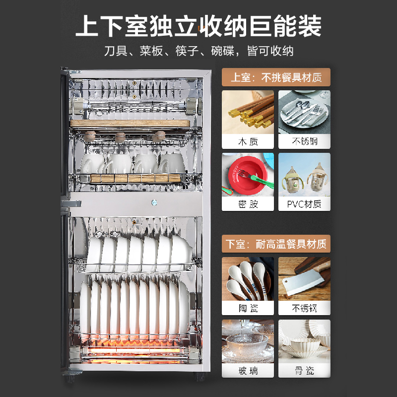 容声(RONGSHENG)消毒柜家用 立式消毒碗柜 商用 餐具茶杯碗筷厨房臭氧消毒柜90L双门大容量108-RQ230高清大图