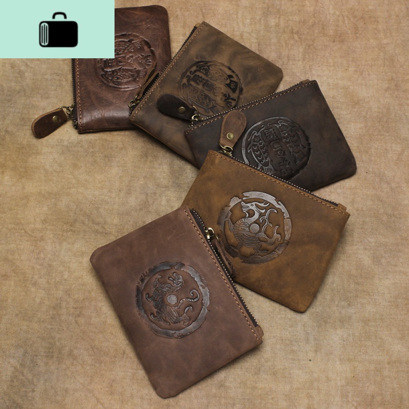 疯马皮新款零钱迷你小钱包男女牛皮手工钥匙包超薄卡包潮NEW LAKE高清大图