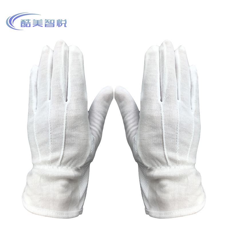 酷美智悦 棉三道筋点塑礼仪手套白 KM-FH291 双高清大图