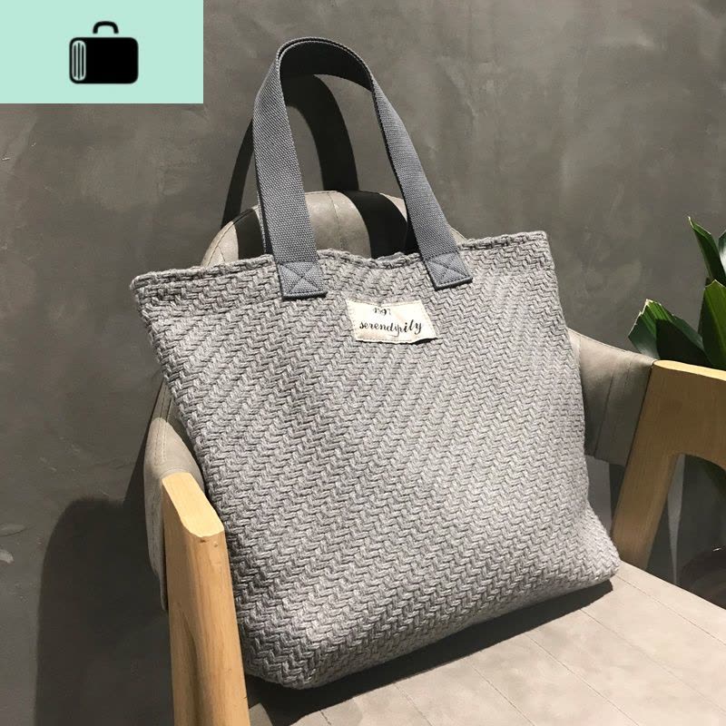 编织帆布包女单肩包ins韩版学生文艺布袋包百搭手提包粗纺购物袋NEW LAKE女士单肩包图片