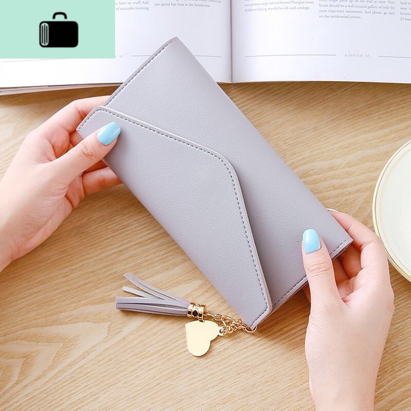 钱包女学生小钱包长款新款高中生小清新女士钱包NEW LAKE 流苏长紫色