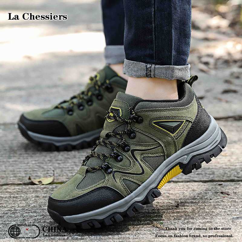 La Chessiers户外登山鞋春秋冬季新款透气运动鞋防滑徒步鞋旅游鞋耐磨越野休闲鞋