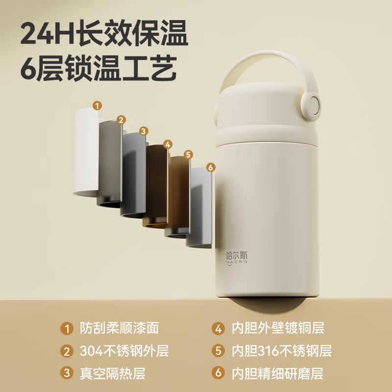 哈尔斯(HAERS)焖烧杯壶闷烧怀大容量保温饭盒316不锈钢焖粥便携800ml高清大图
