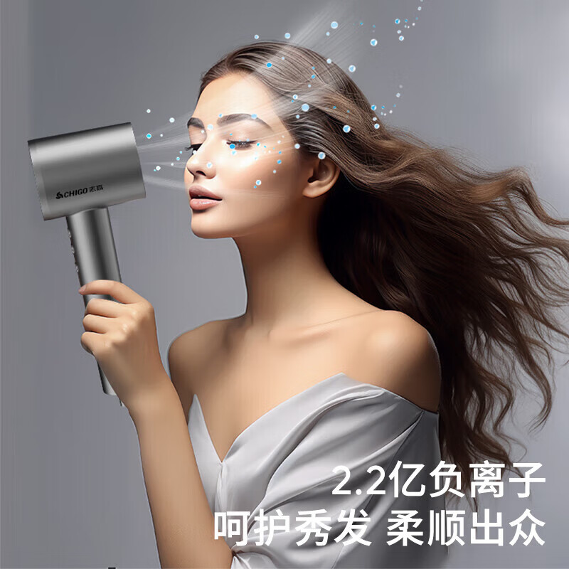 志高(CHIGO)吹风机家用负离子护发大功率高速电吹风筒速干强力风筒不伤发 HC03星空灰
