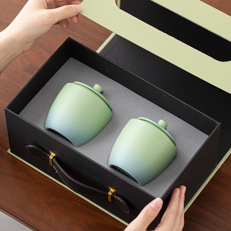 苏氏陶瓷(SUSHI CERAMICS)国潮茶叶罐轻舟已过万重山双储物罐礼盒组伴手礼图片