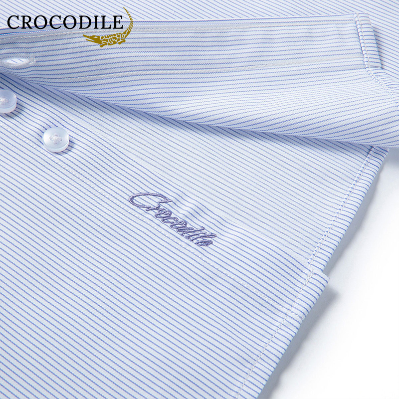 鳄鱼恤CROCODILE 男士秋冬经典条纹衬衫商务休闲长袖衬衣高清大图
