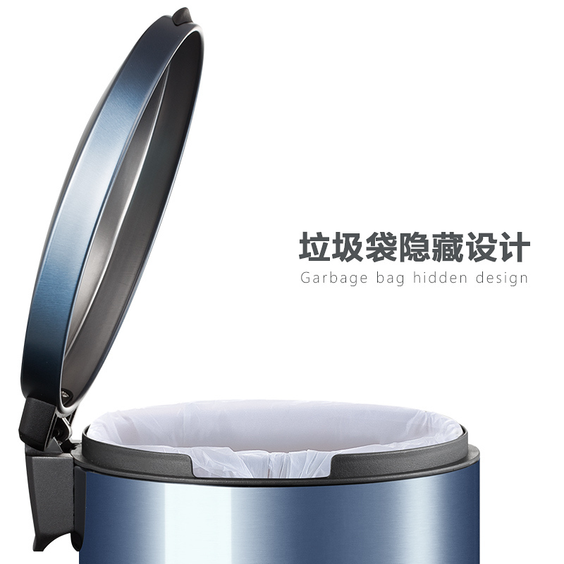 垃圾桶 优百纳 QS12L-SH 圆形桶 脚踏式 12 深灰色高清大图