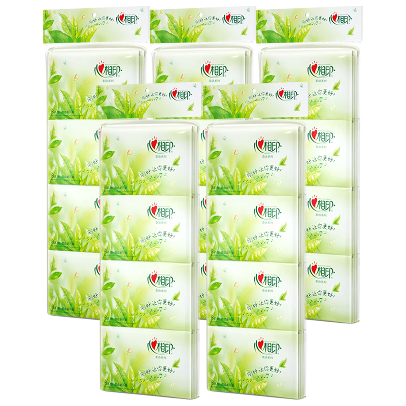 心相印皮夹纸手帕纸茶语面巾纸3层8包*5条W910