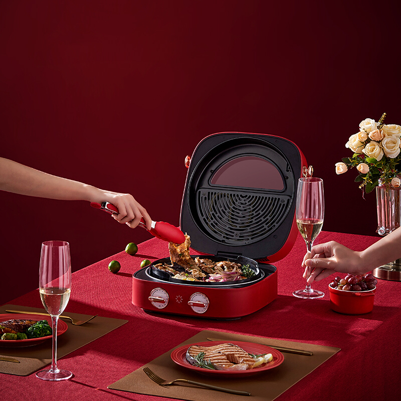 德国蓝宝(Blaupunkt)旋转煎烤机 多功能电饼铛档加深家用 双面加热可拆洗披萨机 煎饼锅烙饼锅薄饼机