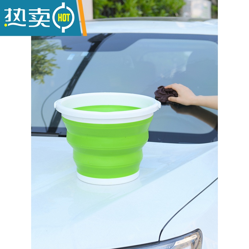 敬平折叠水桶带盖车载洗车用便携式旅行户外钓鱼家用大容量储水折叠桶 小号5L无盖[灰色]送挂钩1个高清大图