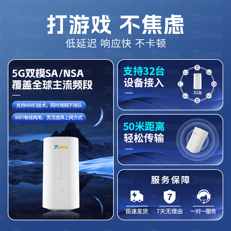 杰博实5GCPE无线路由器千兆双频光纤宽带全网通智能移动网络免插卡随身wifi高速流量电脑家用全屋覆盖高清大图