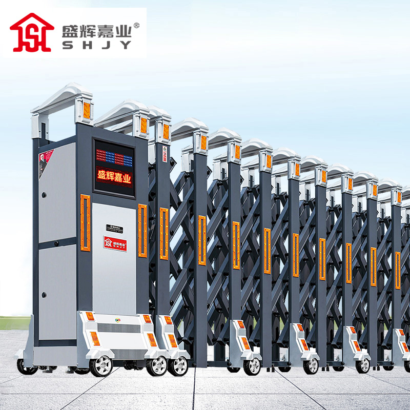 盛辉嘉业 智能电动伸缩门不锈钢铝合金伸缩遥控门 学校工厂安全电动门高清大图